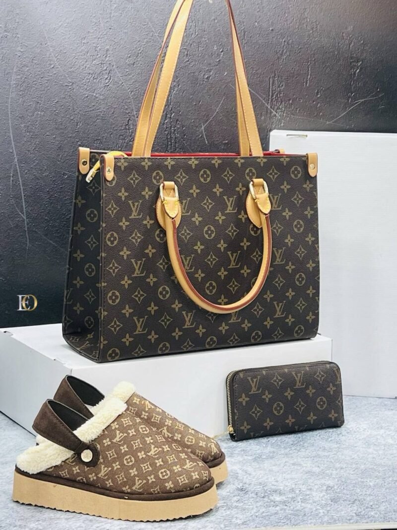 Louis Vuitton Designers Pair (Big Bag, Purse, Slippers)