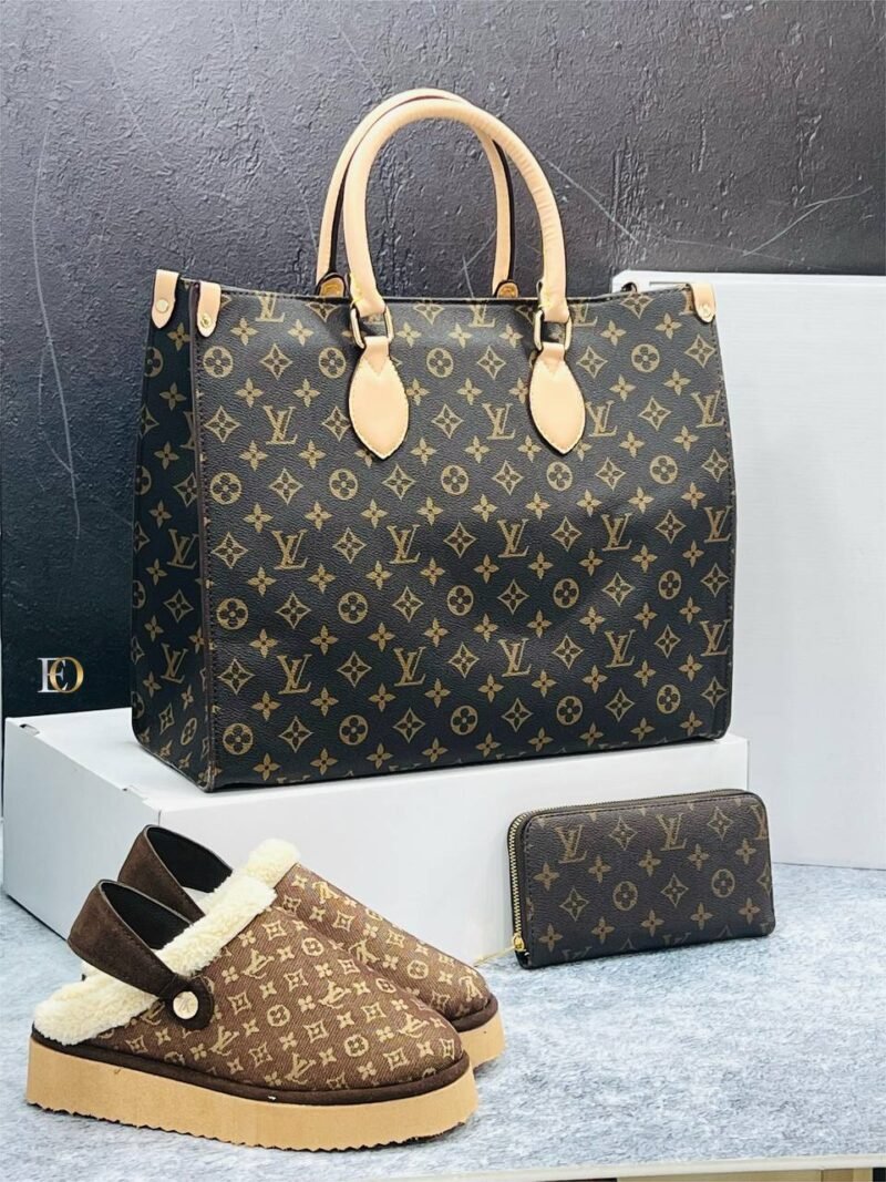 Louis Vuitton Designers Pair (Big Bag, Purse, Slippers) - Image 4