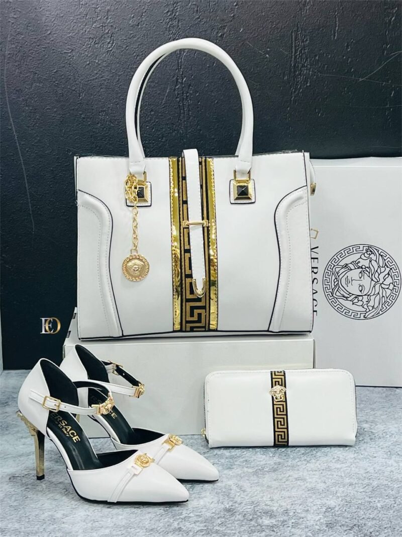 Versace Designers Pair (Bag, Heels, Purse) White - Image 5