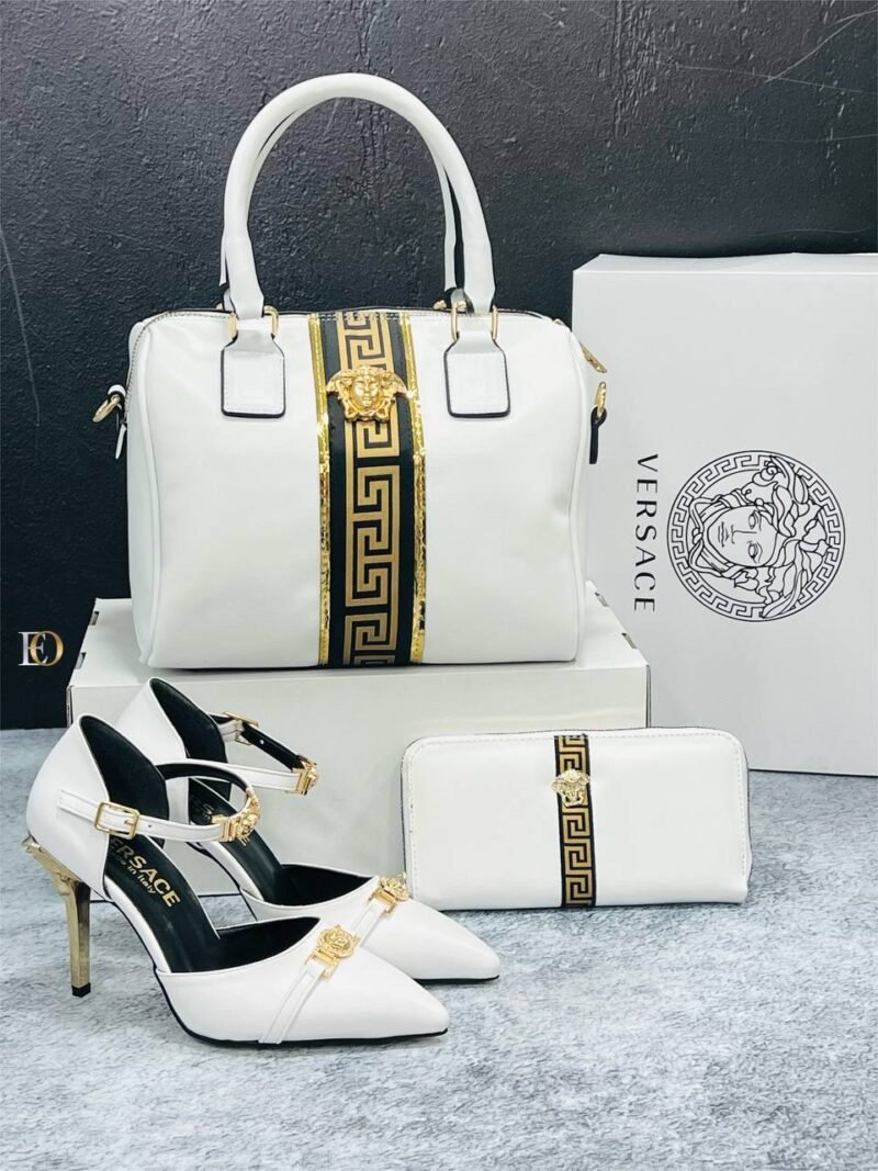 Versace Designers Pair (Bag, Heels, Purse) White